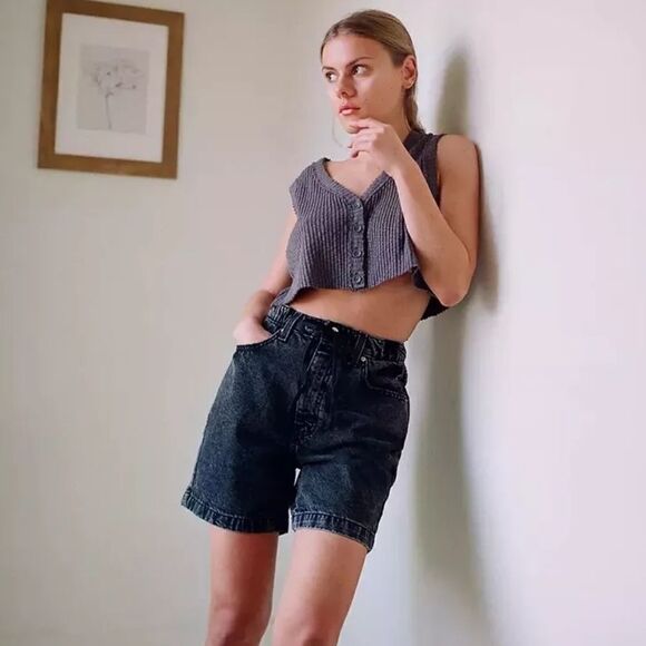 Urban Outfitters BDG Poppy Denim Drawstring Shorts Washed Black XS - Picture 3 of 12